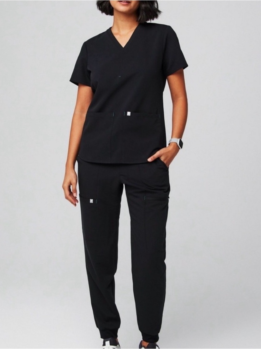 Fabletics Scrub Top + Jogger Set Size Large in Black